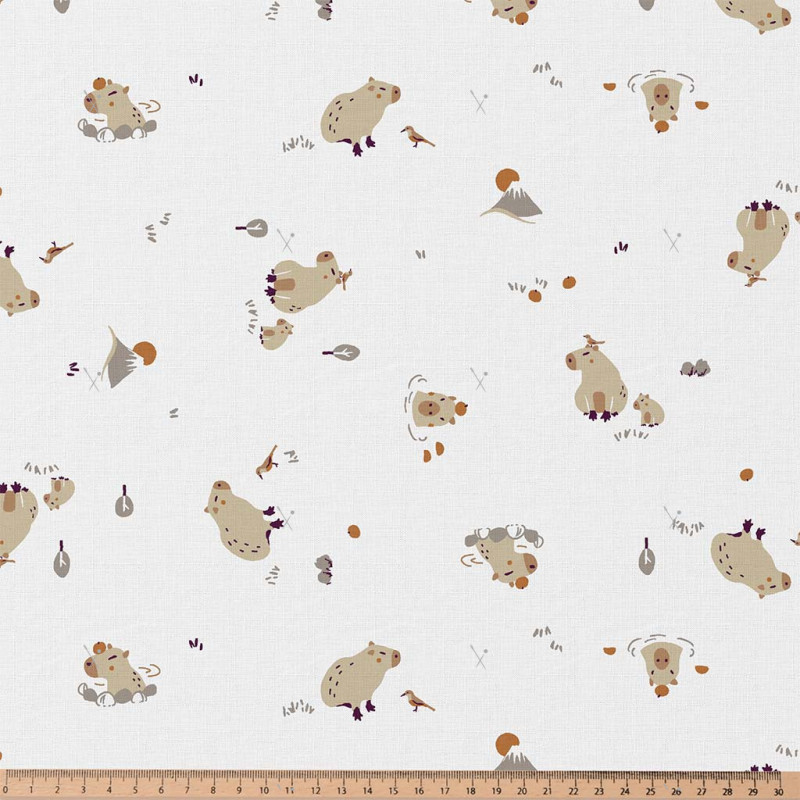 Coated  Cotton CAPYBARA White / Linen